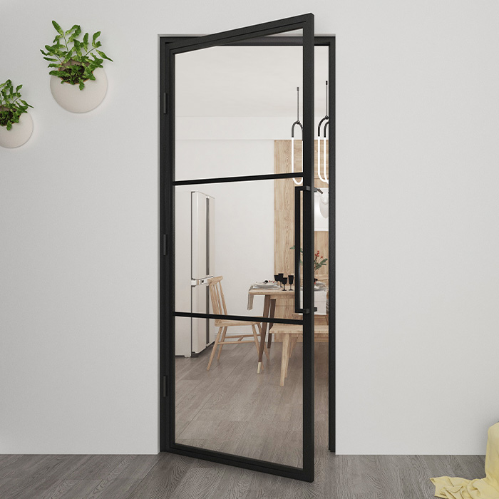 Flügeltür aus Stahl Smartline 3 Glasflächen DIN Links Klarglas 211,5x83