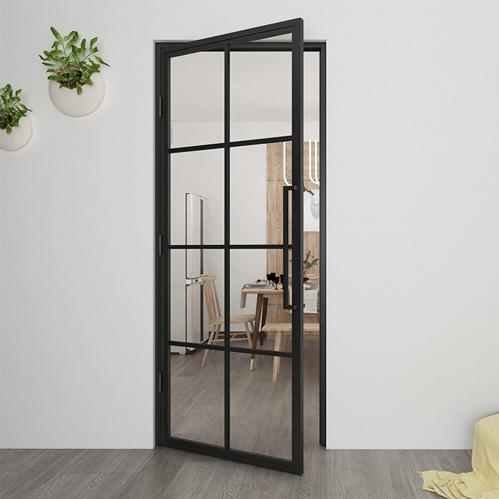 Nach Maß Flügeltür aus Stahl Smartline 8 Glasflächen DIN Links Klarglas