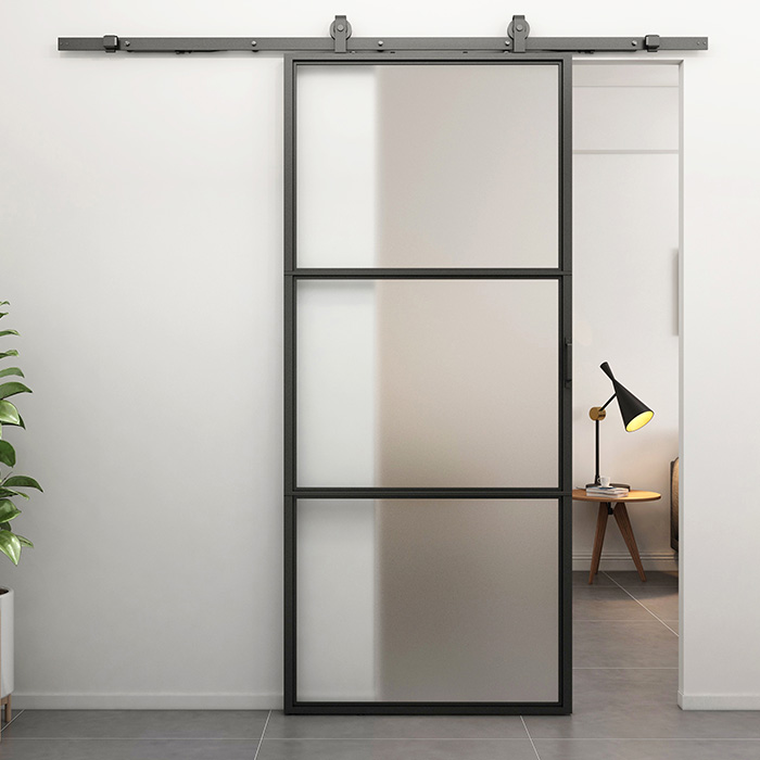 Nach Maß Stahl Schiebetür Smartline 3 Glasflächen Mattes Glas