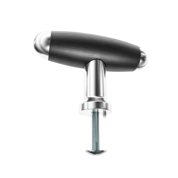 Möbelknopf Nickel Chrom mit Ebenholz