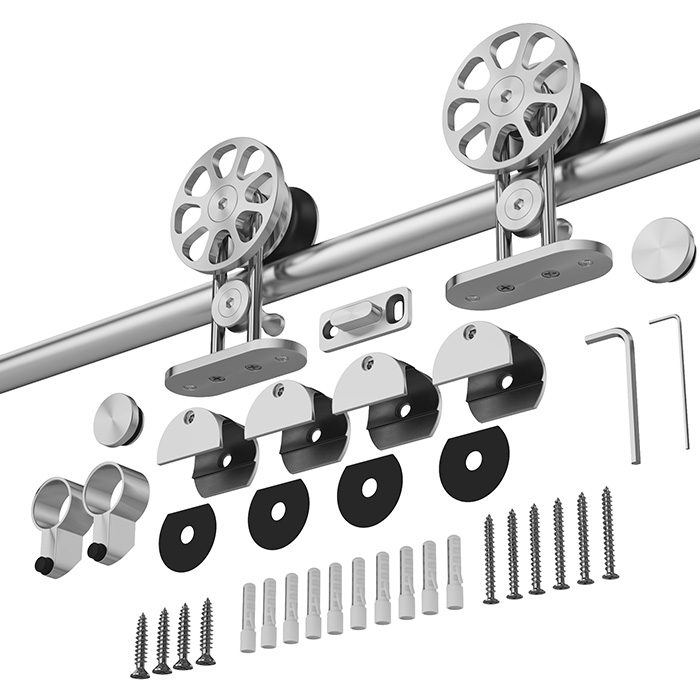 Edelstahl Schiebetürsystem Speichenoptik 200cm