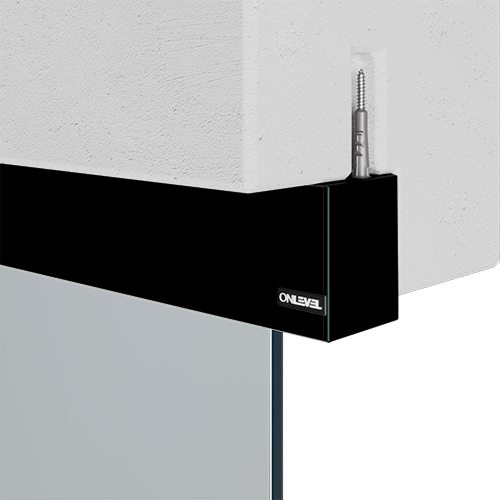 Infinityslide 69kg Deckenmontage für Glasschiebetüren 200 cm Anodisiertes Aluminium Schwarz Incl. Softclose